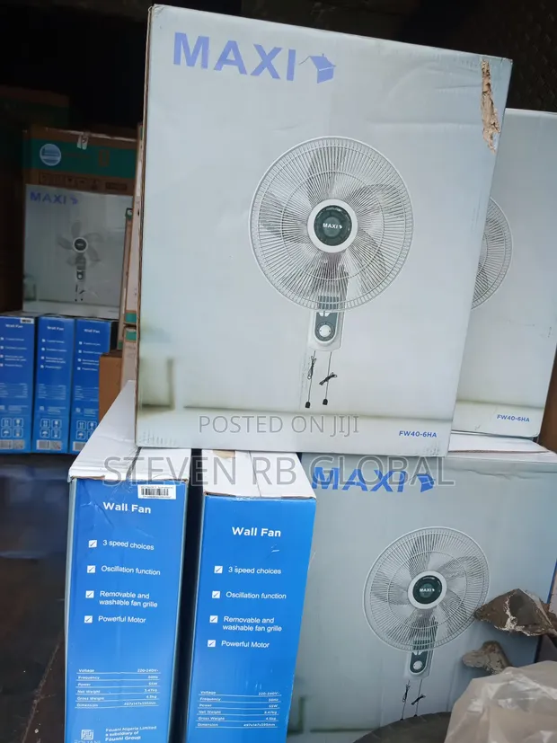 MAXI FAN40-6HAW Wall Fan 16 Inch Black